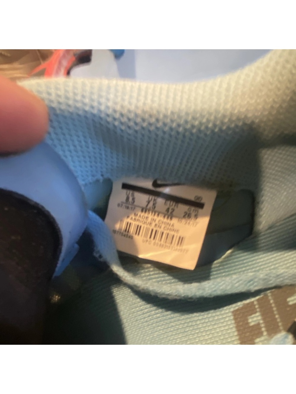 Nike Light Blue Sneakers with Neon Orange Strap - Picture 3 of 11